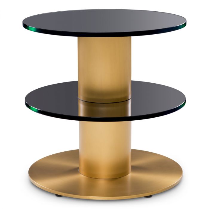 Side Table Dorado brushed brass finish black glass