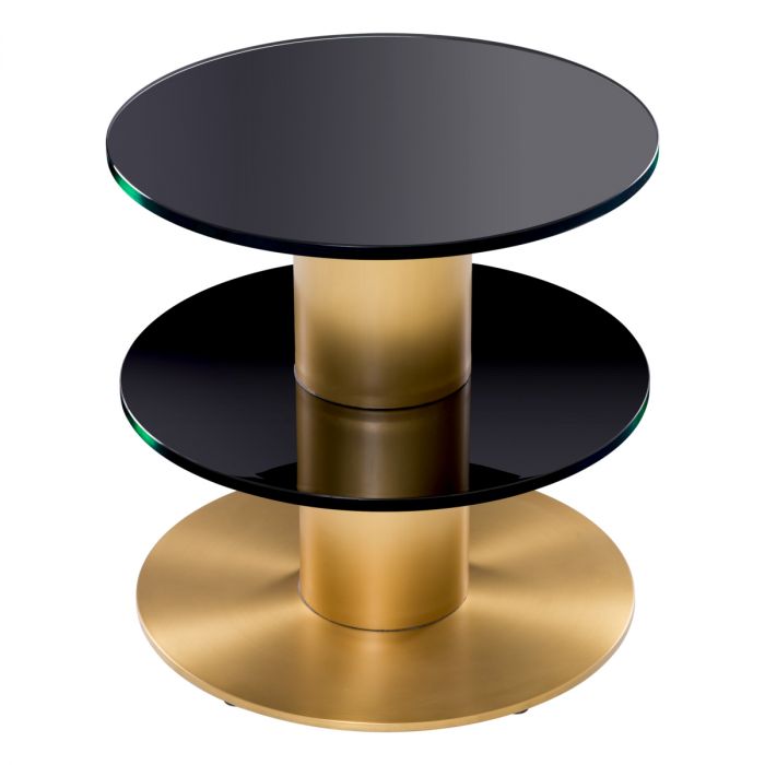 Side Table Dorado brushed brass finish black glass
