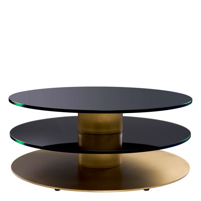 Coffee Table Dorado brushed brass finish black glass