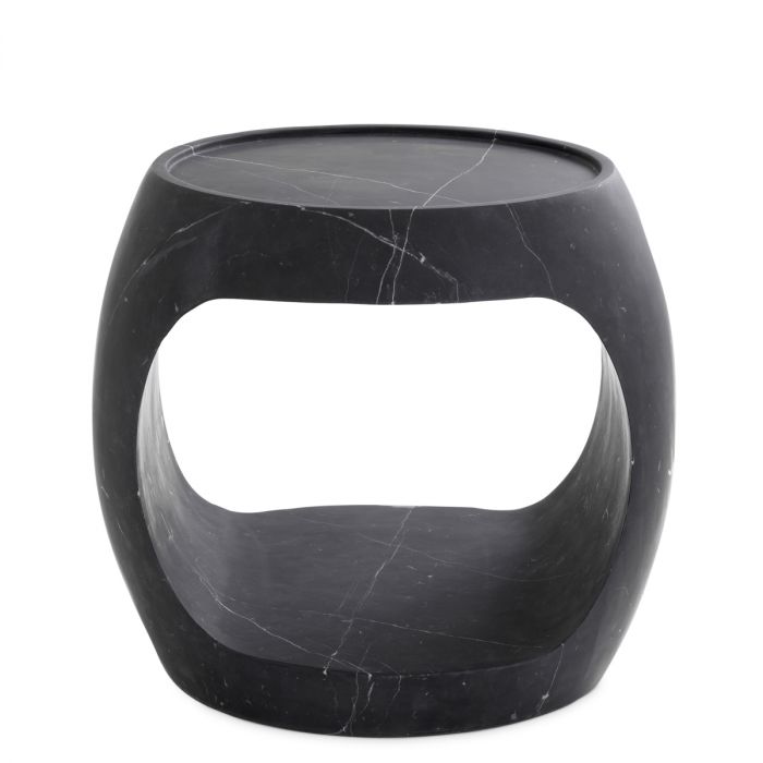 Side Table Clipper low honed black marble