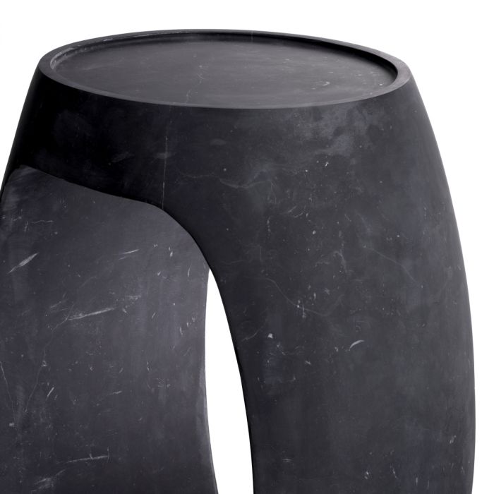 Side Table Clipper high honed black marble