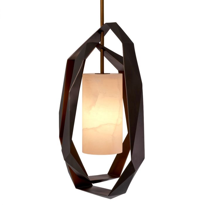 Chandelier Santos Double gunmetal finish incl alabaster