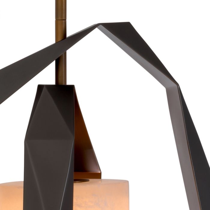 Chandelier Santos Double gunmetal finish incl alabaster