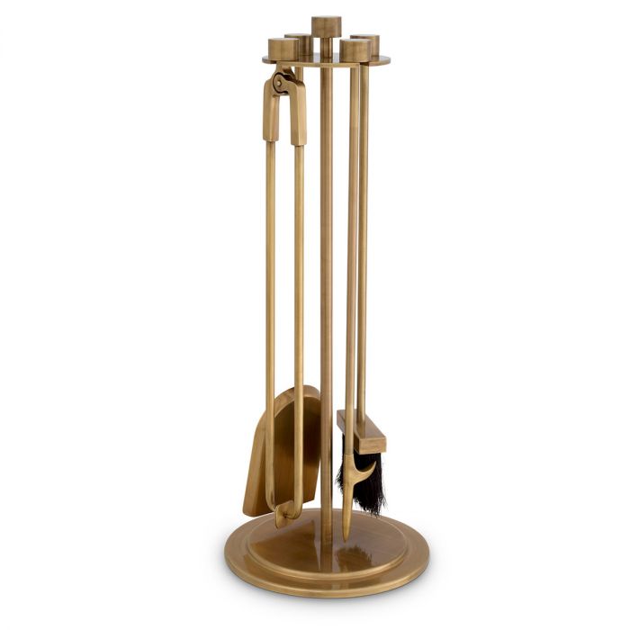 Fire Tools set Lara vintage brass finish
