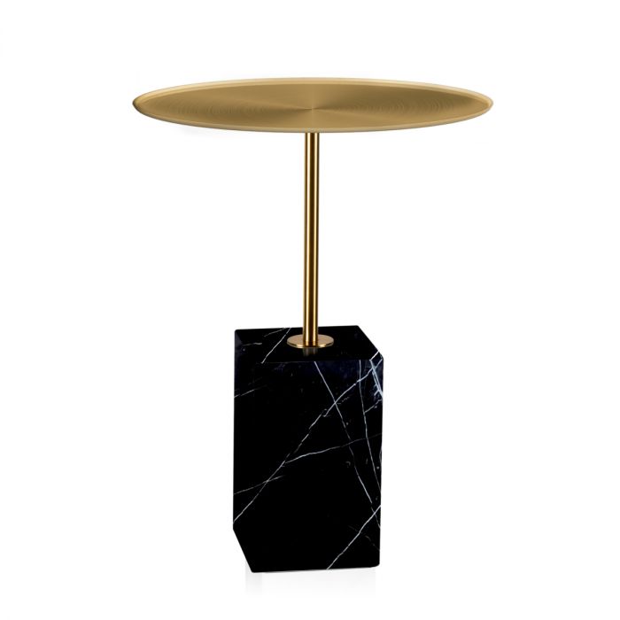 Side Table Cole brushed brass finish black marble