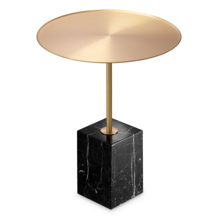Side Table Cole brushed brass finish black marble