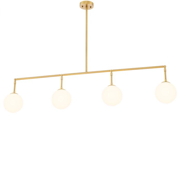 Chandelier Tara antique brass finish white glass