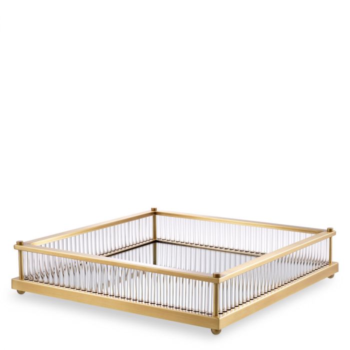 Tray Cora square antique brass finish