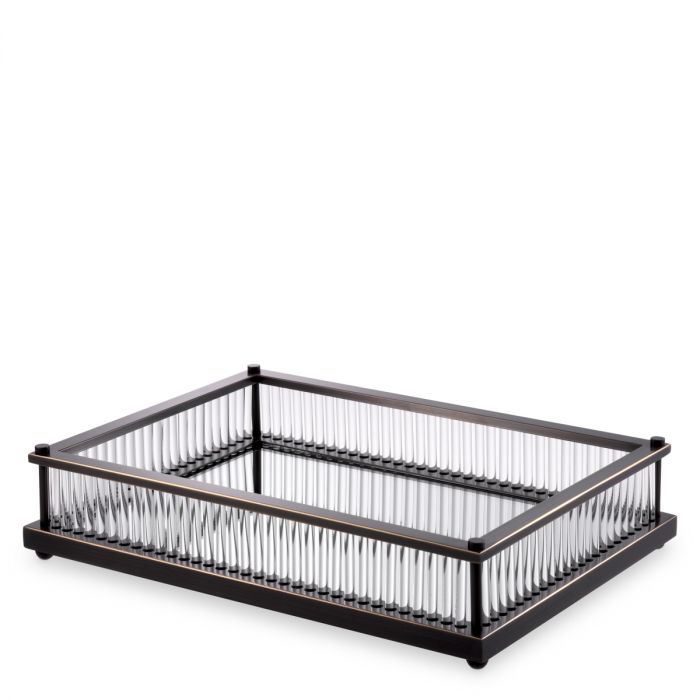 Tray Cora rectangular bronze highlight finish