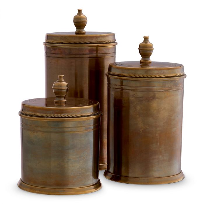 Box Gaston vintage brass finish set of 3