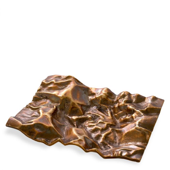 Tray Makassar vintage brass finish