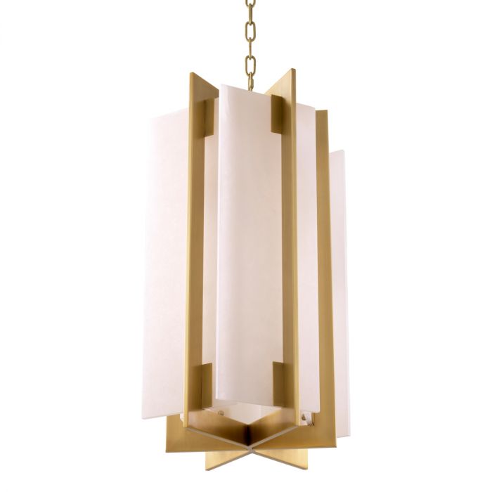 Chandelier Lugano antique brass finish alabaster