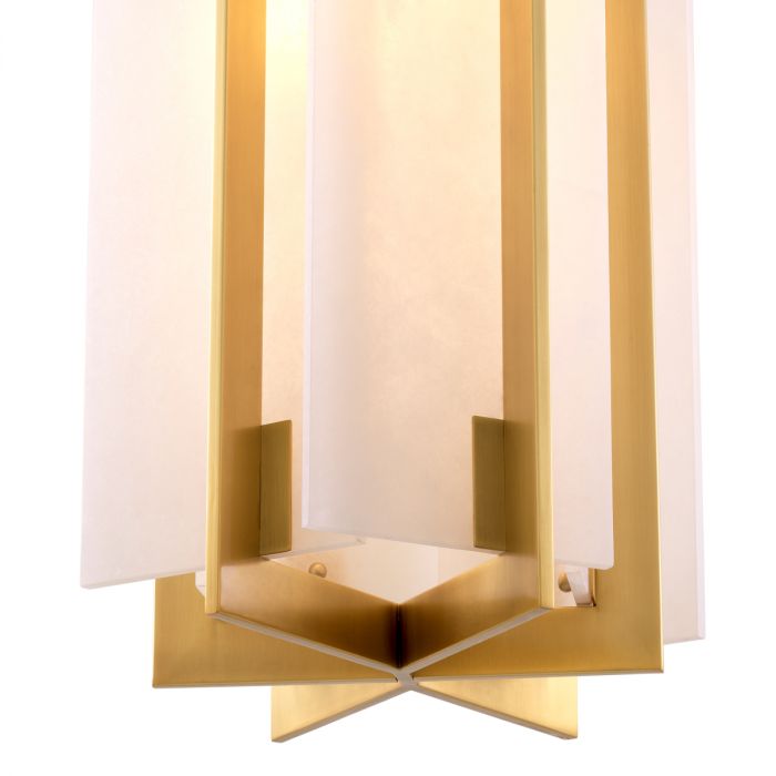 Chandelier Lugano antique brass finish alabaster