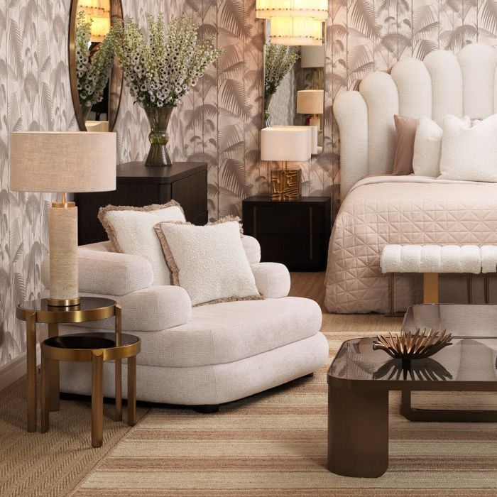 Side Table Buena brushed brass finish set of 2