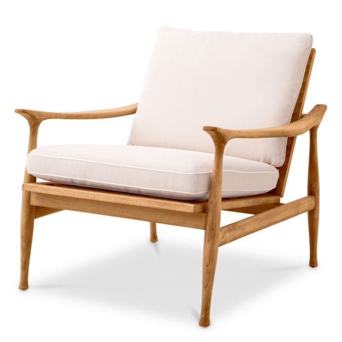 Outdoor Chair Manzo natural teak flores off-white incl cushions