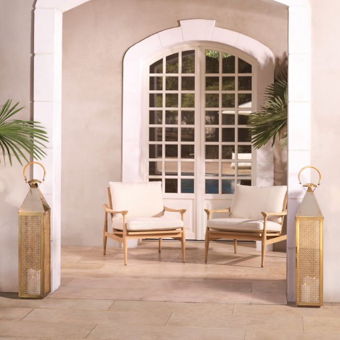 Outdoor Chair Manzo natural teak flores off-white incl cushions