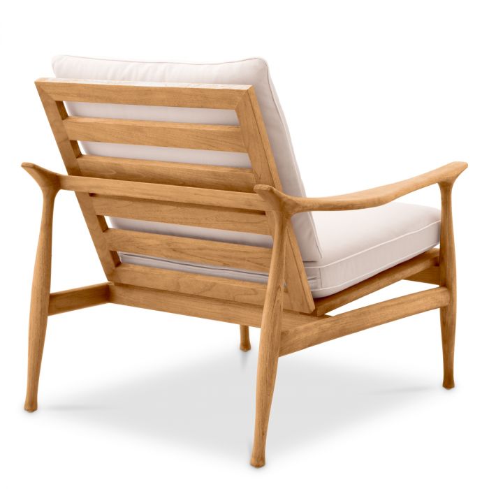 Outdoor Chair Manzo natural teak flores off-white incl cushions