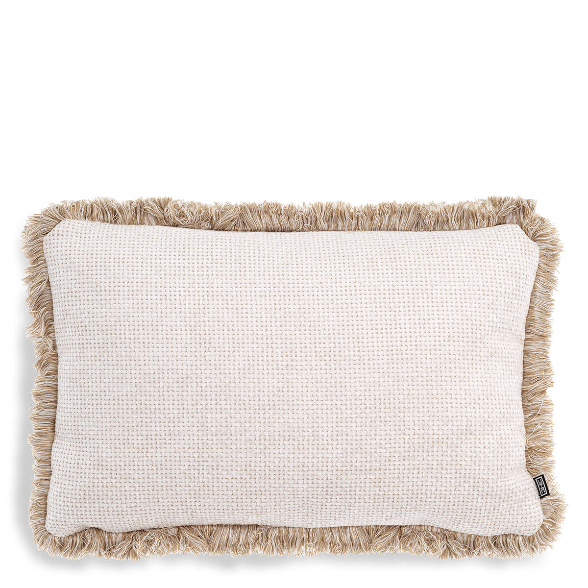 Off White Fringed Lumbar Pillow Nami