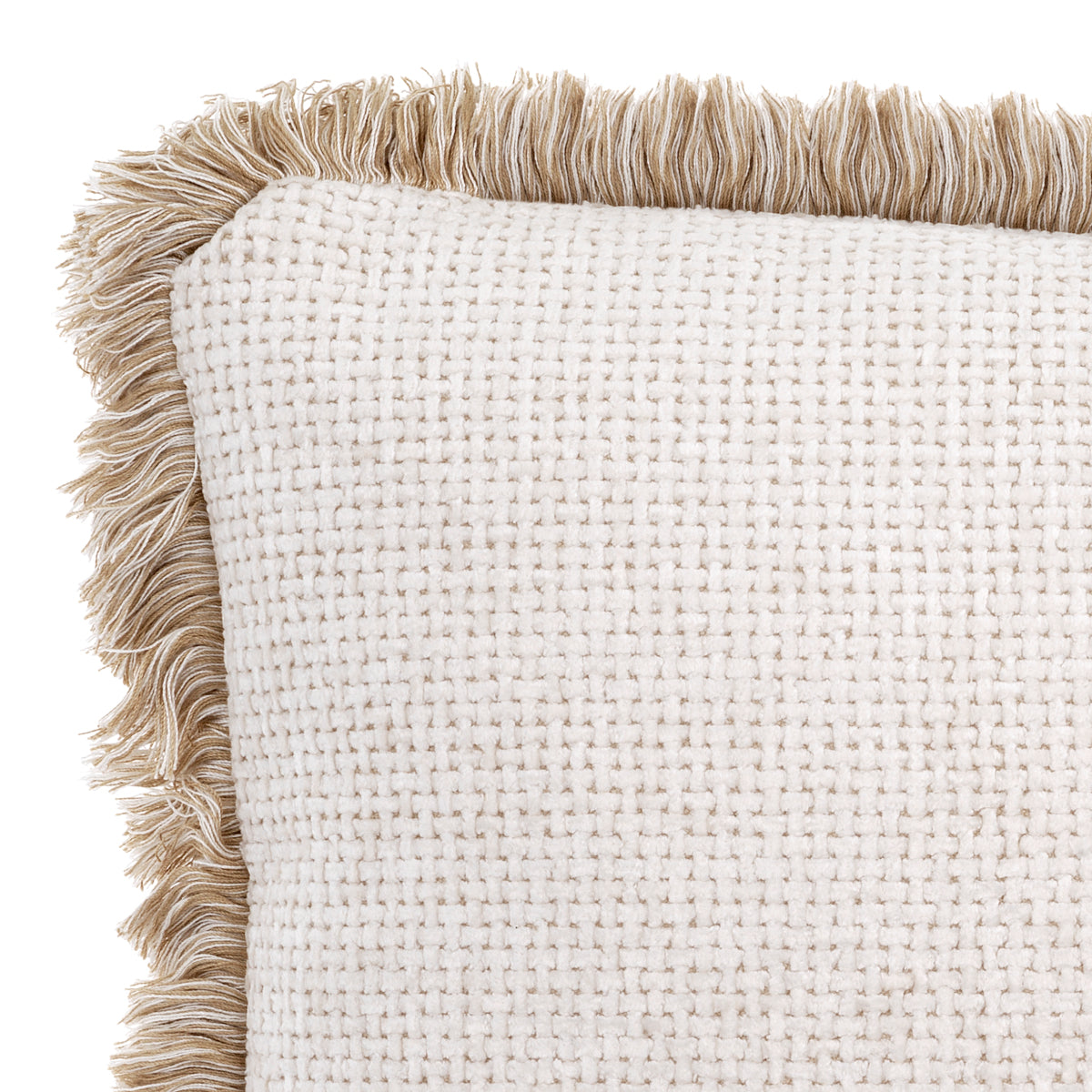 Off White Fringed Lumbar Pillow Nami