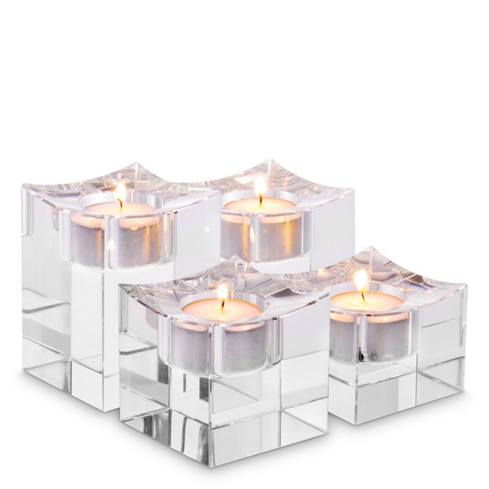 Tealight Holder Giancarlo low crystal glass set of 4