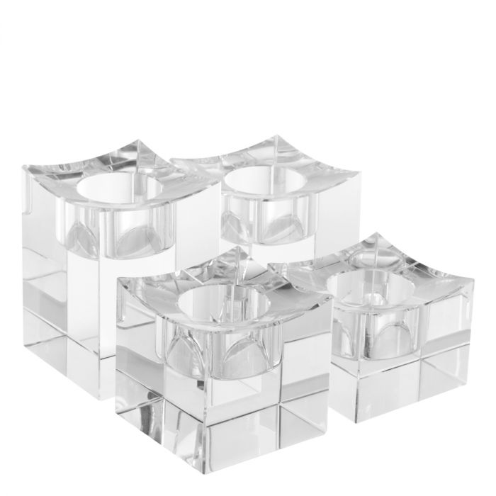 Tealight Holder Giancarlo low crystal glass set of 4