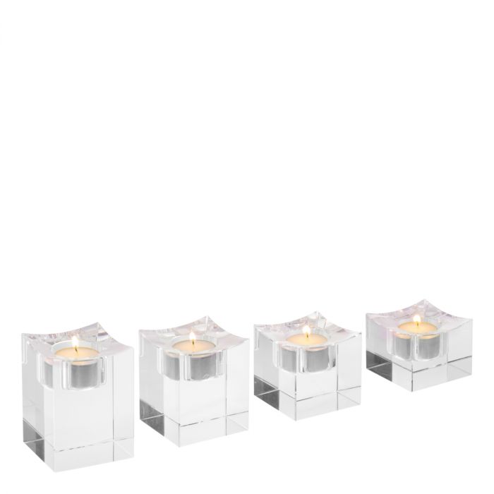 Tealight Holder Giancarlo low crystal glass set of 4