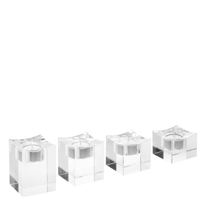 Tealight Holder Giancarlo low crystal glass set of 4