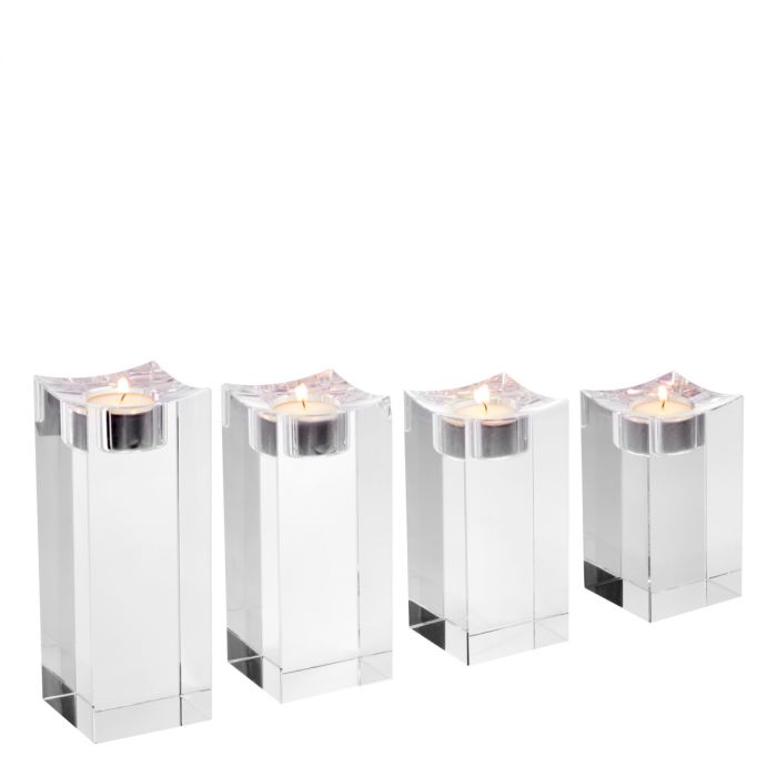 Tealight Holder Giancarlo high crystal glass set of 4