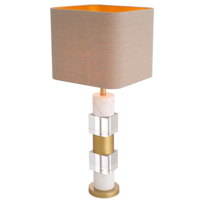 Table Lamp Cullingham white marble incl shade