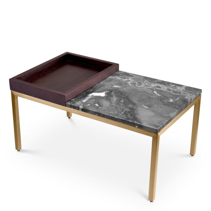 Side Table Forma brushed brass finish grey marble