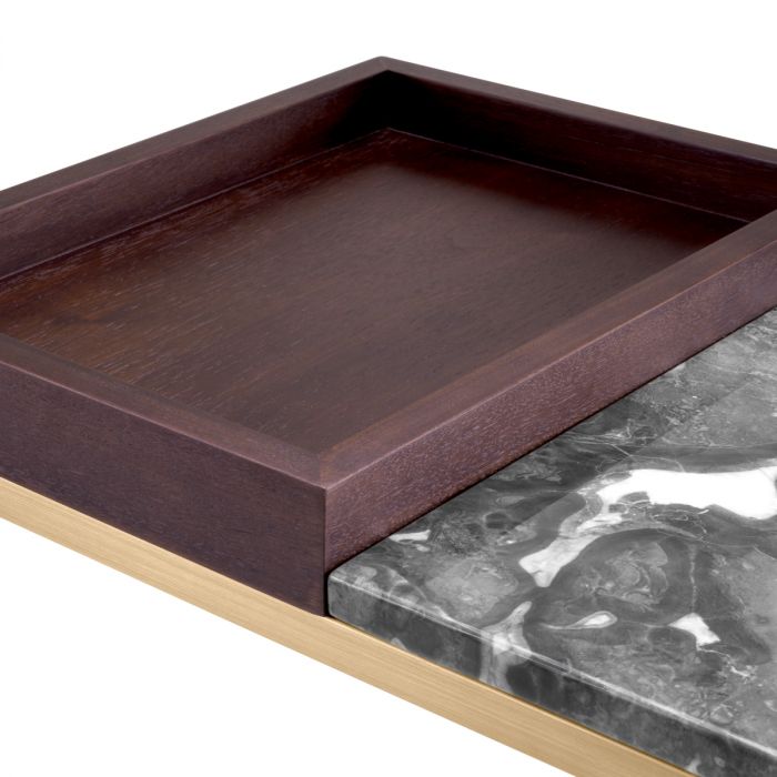 Side Table Forma brushed brass finish grey marble