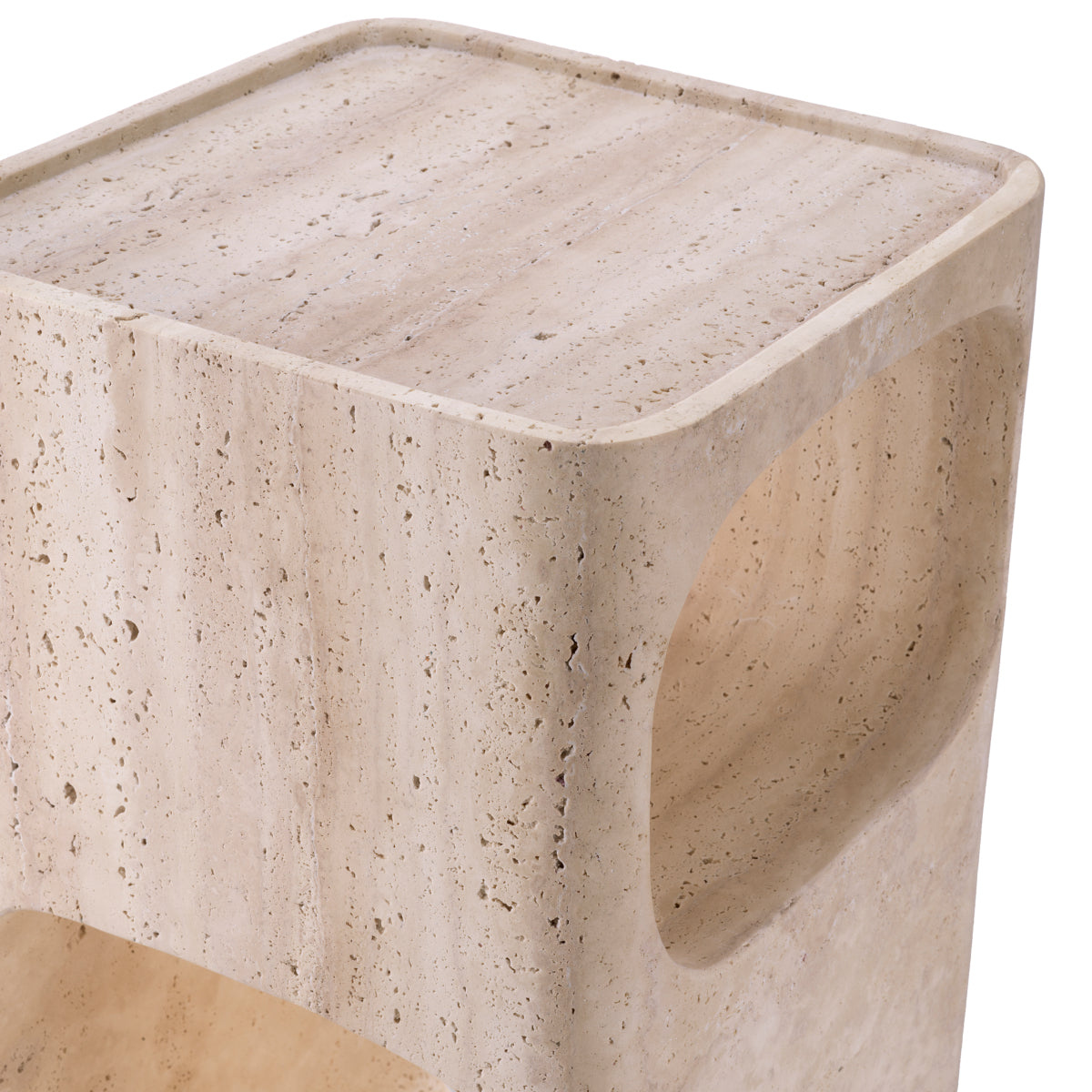 Travertine Stone Side Table Adler
