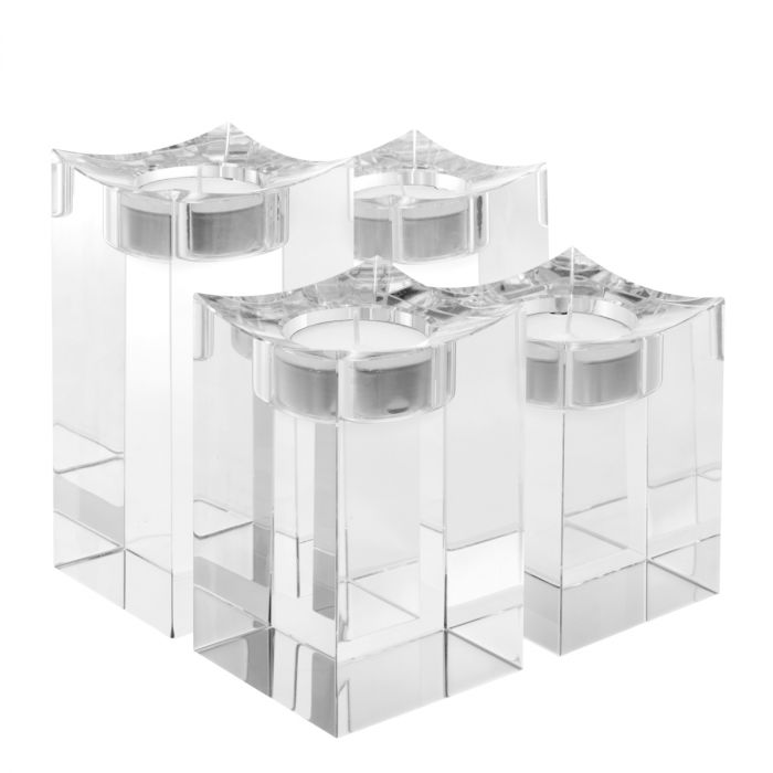 Tealight Holder Giancarlo L crystal glass set of 4