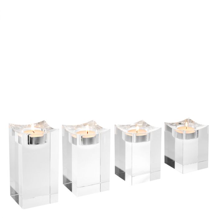 Tealight Holder Giancarlo L crystal glass set of 4
