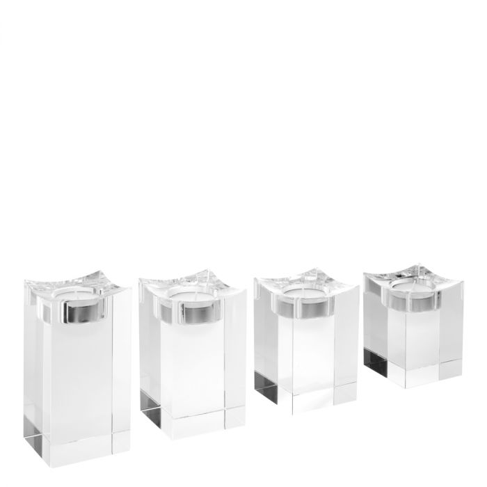 Tealight Holder Giancarlo L crystal glass set of 4