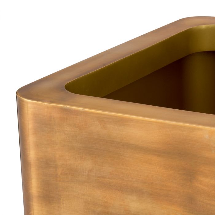 Planter Jasper square L vintage brass finish 75 x 75 cm x H. 70 cm