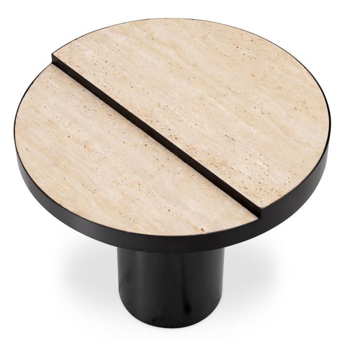 Side Table Excelsior bronze finish travertine