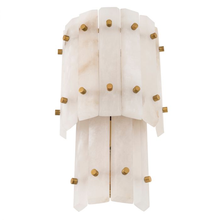 Wall Lamp Blason Double antique brass finish alabaster