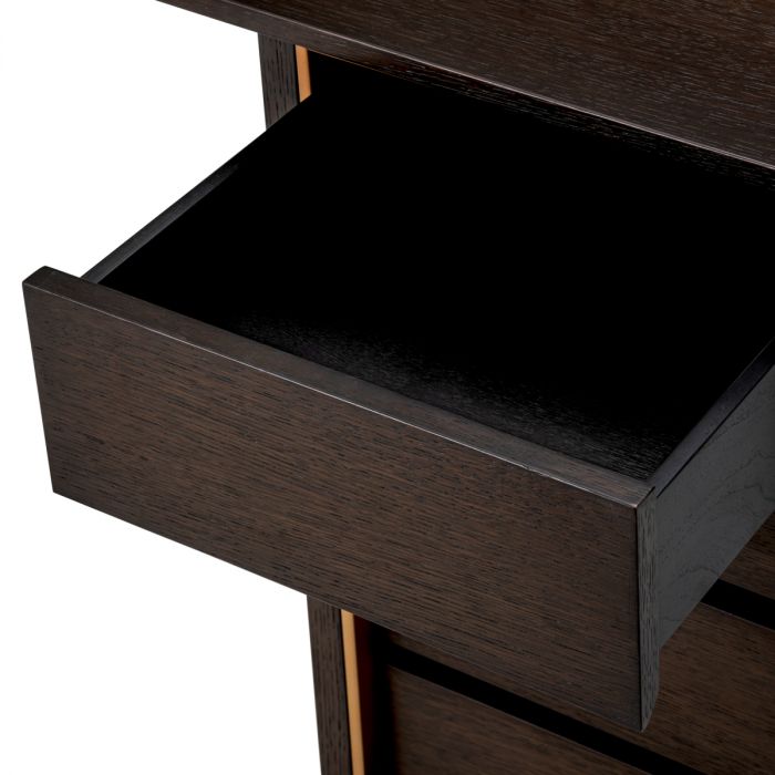 Desk Del Rio mocha oak veneer brushed brass finish