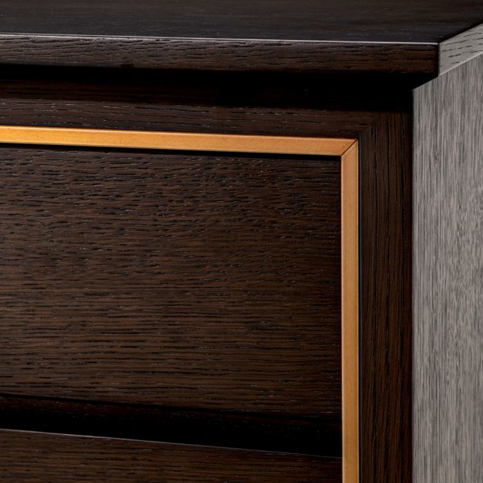 Desk Del Rio mocha oak veneer brushed brass finish