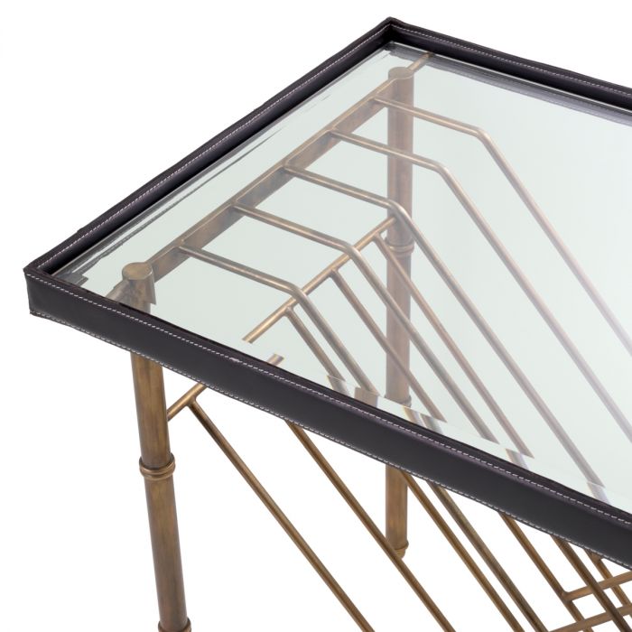 Side Table Princess with magazine rack black leather