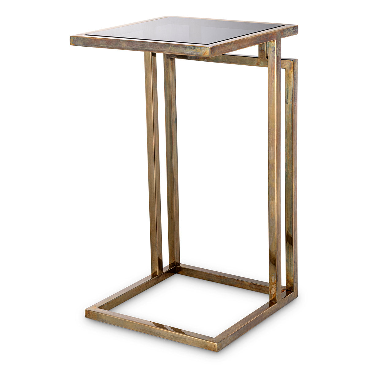 Vintage Brass Metal Framed Side Table Marcus