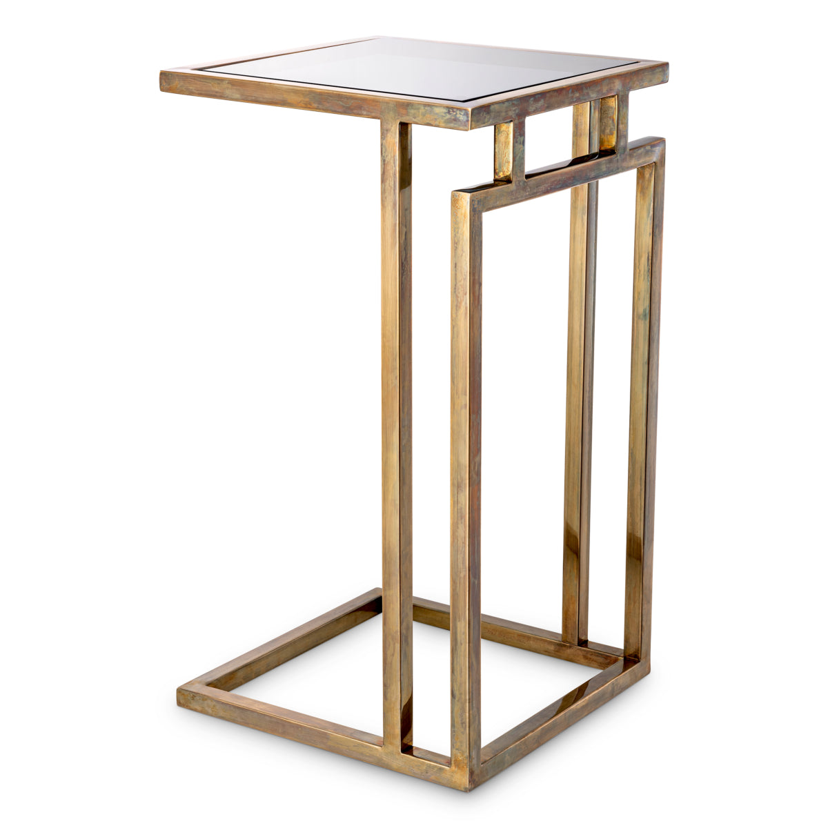 Vintage Brass Metal Framed Side Table Marcus