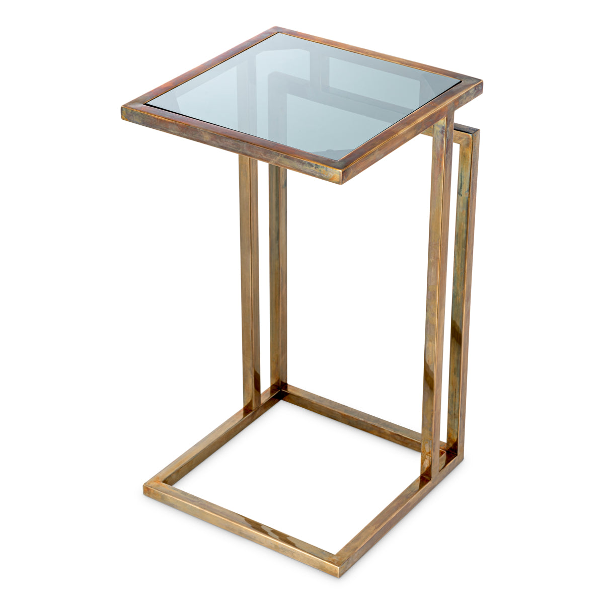 Vintage Brass Metal Framed Side Table Marcus