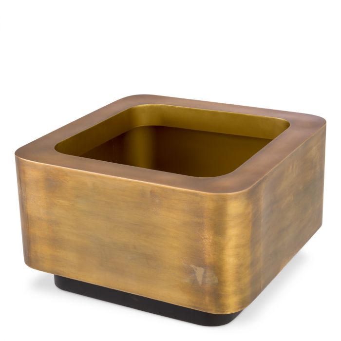 Planter Jasper square XS vintage brass finish 60 x 60 x H. 35 cm