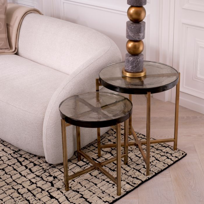Side Table Haymann vintage brass finish set of 2