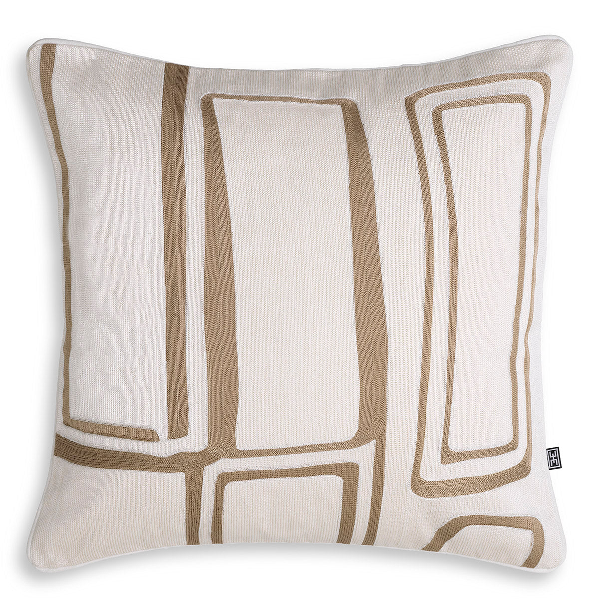 White Geometric Pattern Cushion Ribeira
