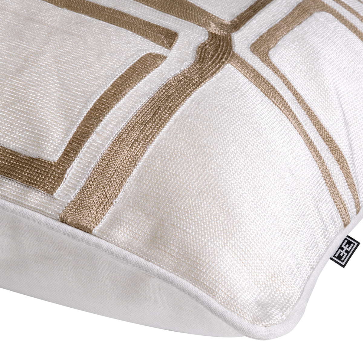 White Geometric Pattern Cushion Ribeira