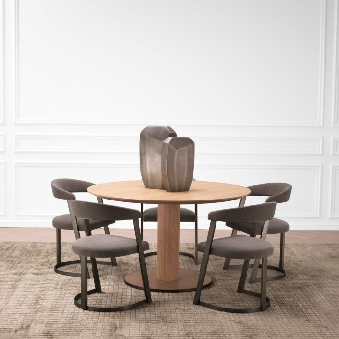 Dining Table Astro natural oak veneer bronze finish