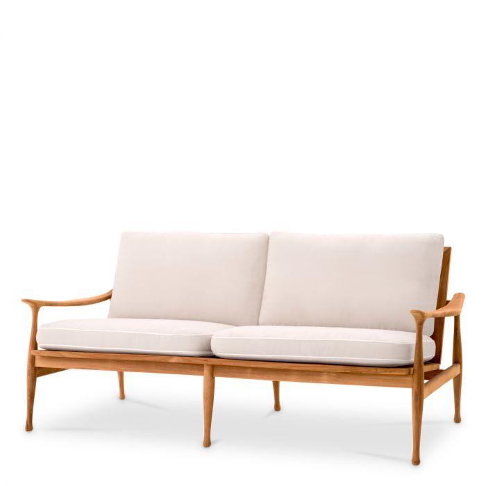 Outdoor Sofa Manzo natural teak flores off-white incl cushions